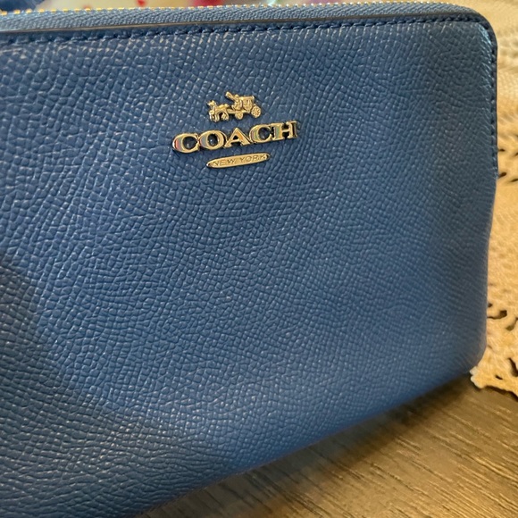 Coach Corner Zip Wristlet in a blue color - Picture 2 of 7